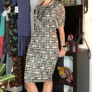 LuLaRoe Aztec Grey Julia Pencil Dress NWT M